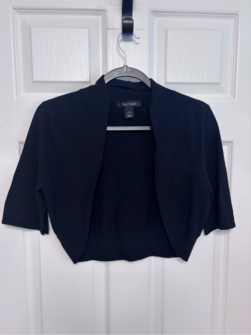 White House Black Market Black Cropped Open-Front Shrug